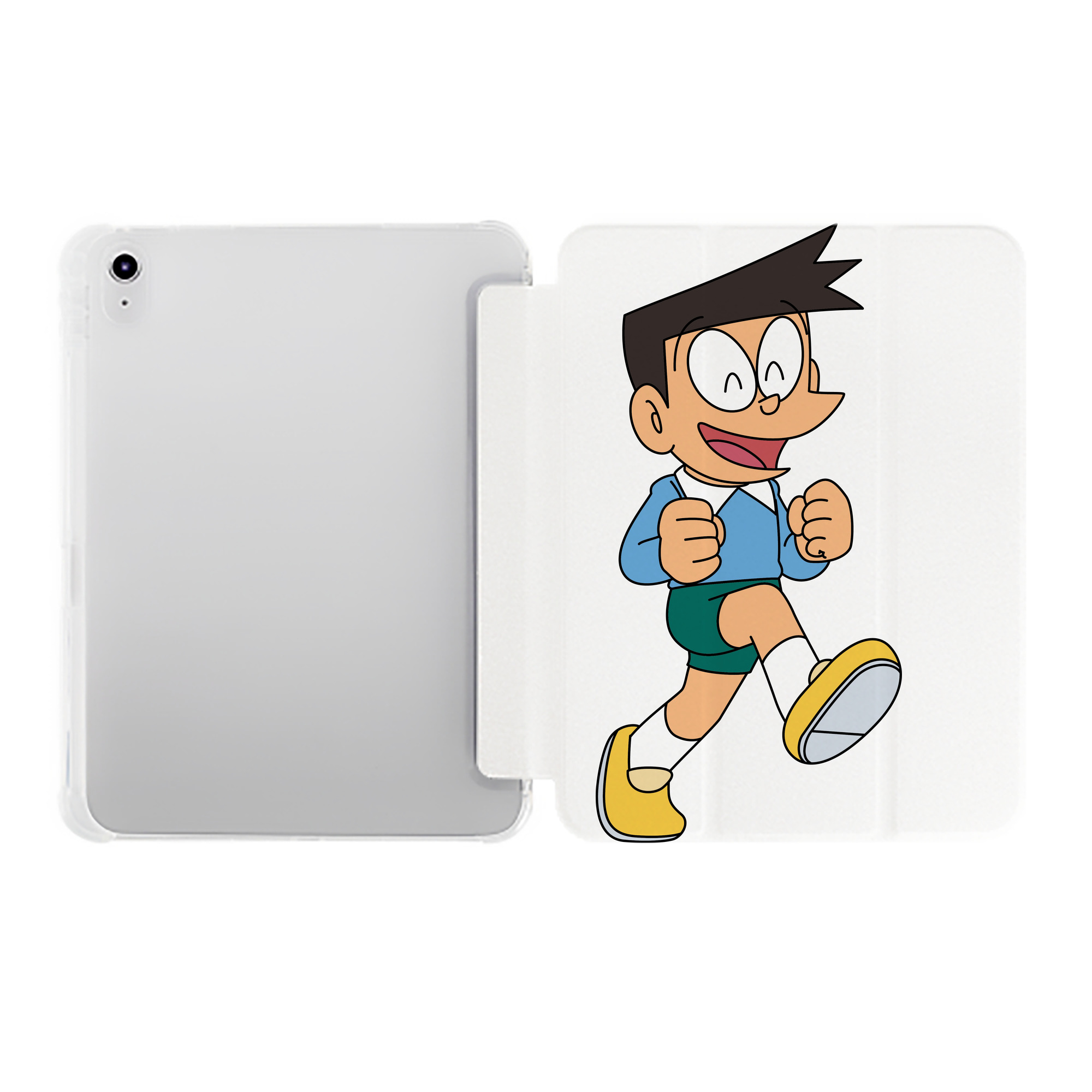 （画像用） ドラえもん 骨川 スネ夫 Doraemon Honekawa Suneo IPad ケース ペン収納付き 三つ折りスタンド PUレザー×シリコン 対応機種9.5/10.5/10.9インチ